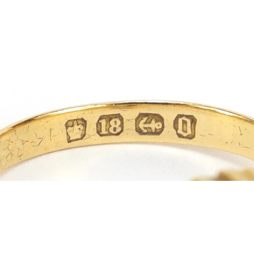 321 - 18ct gold diamond solitaire ring, Birmingham 1888, size P, 4.2g