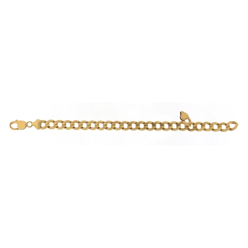 37 - 9ct gold curb link bracelet, 22cm in length, 28.7g