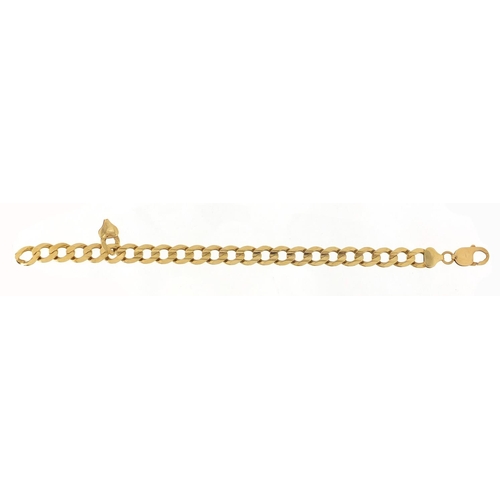 37 - 9ct gold curb link bracelet, 22cm in length, 28.7g
