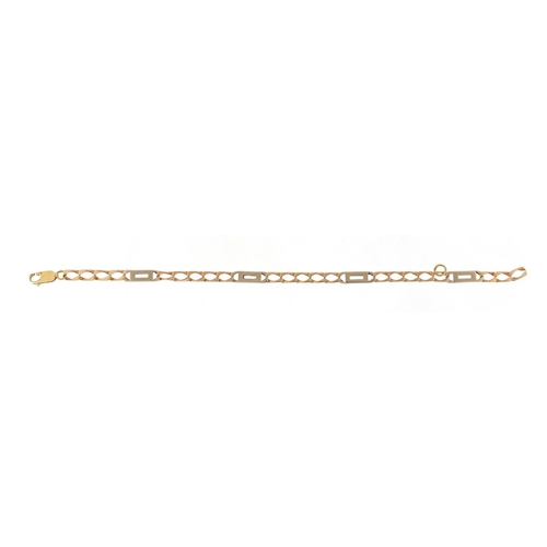 209 - 9ct two tone gold bracelet, 22cm in length, 11.5g