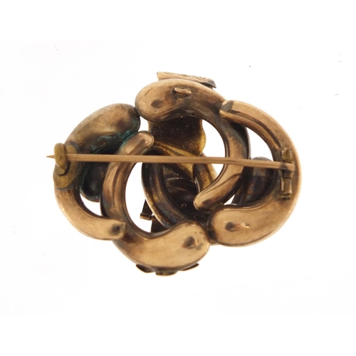 468 - Victorian unmarked gold belt buckle design brooch (tests as 9ct gold) 4cm wide, 8.8g