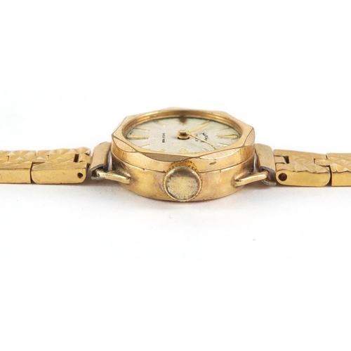 164 - Ladies services wristwatch with gold coloured metal strap, 20mm in diameter