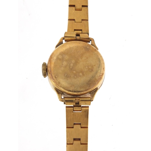 164 - Ladies services wristwatch with gold coloured metal strap, 20mm in diameter