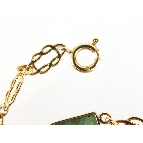 13 - Designer 18ct gold emerald necklace, 44cm in length, 25.8g