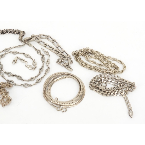 478 - Six silver necklaces and seven silver bracelets, 204.0g