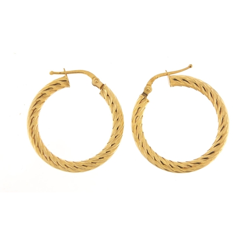 247 - Pair of 9ct gold hoop earrings, 2.5cm in diameter, 1.8g