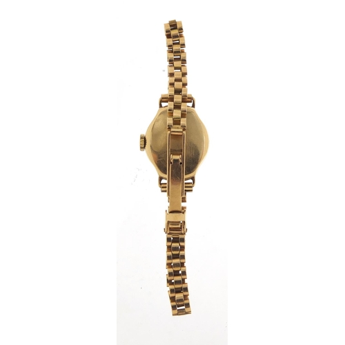 168 - Ladies 9ct gold Tudor (Rolex) wristwatch with 9ct gold strap, box and paperwork, 16mm in diameter, 1... 