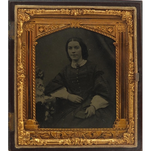 491 - Four 19th century Ambrotypes including one housed in a bois Durci pressed case, one with 