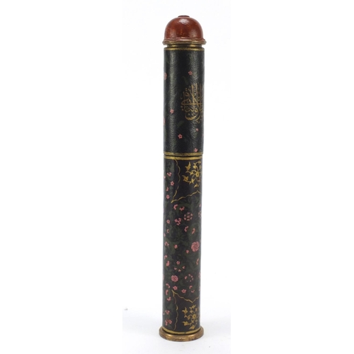 235 - Turkish Islamic pen box hand painted with flowers, 31cm in length