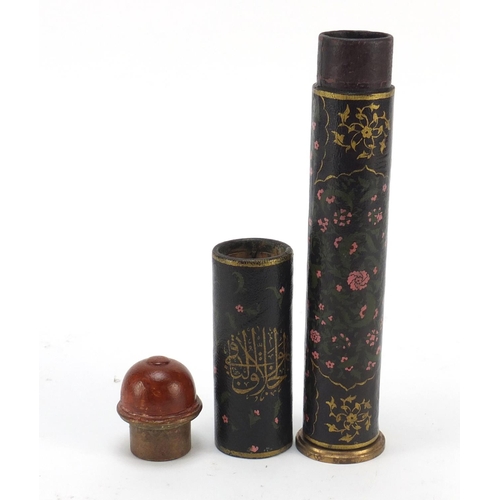 235 - Turkish Islamic pen box hand painted with flowers, 31cm in length