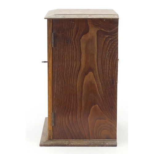 328 - Glazed oak cupboard with two drawers, 36.5cm H x 28cm W x 20cm D