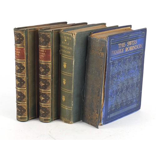 500 - Four hardback books comprising Familiar Trees volumes one and two, Poems by Ella Wheeler Wilcox and ... 