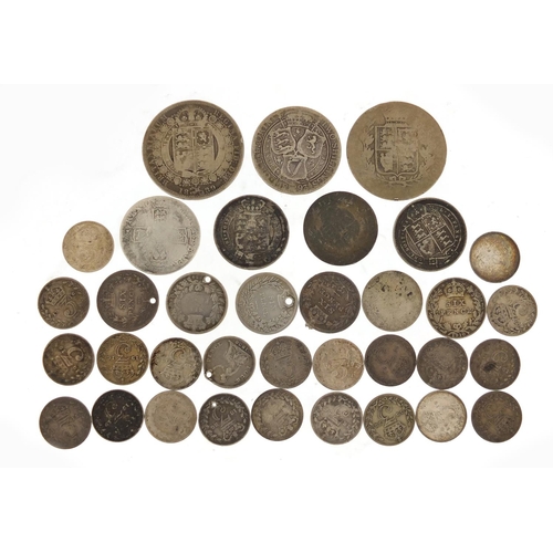 537 - 18th century and later British silver coinage including Victorian half-crowns and an 18th century sh... 