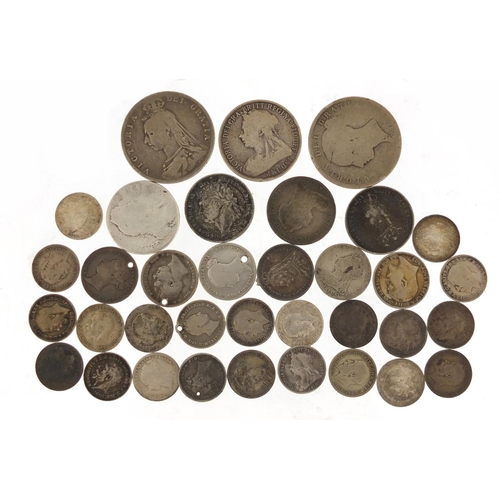 537 - 18th century and later British silver coinage including Victorian half-crowns and an 18th century sh... 