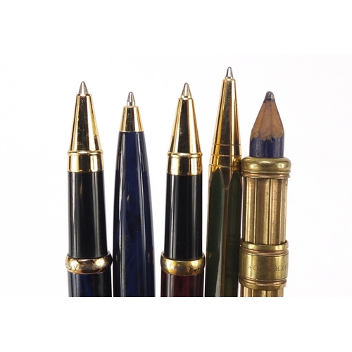 2019 - Three Playboy ballpoint pens, a Jaguar ballpoint pen and a gilt metal propelling pencil