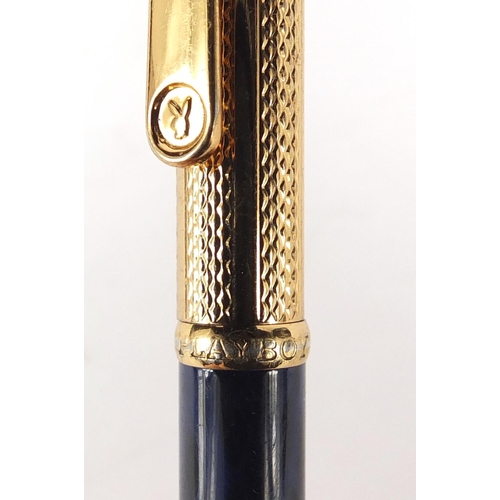 2019 - Three Playboy ballpoint pens, a Jaguar ballpoint pen and a gilt metal propelling pencil
