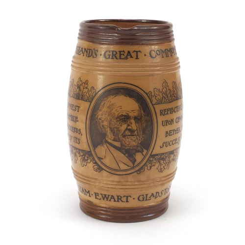 91 - Doulton Lambeth jug commemorating William Ewart Gladstone, 19cm high