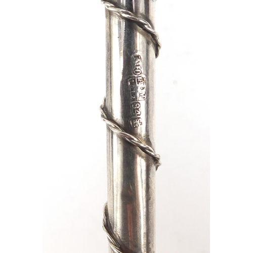 260 - Russian silver Jewish Torah pointer with bird knop, impressed marks A.M 1812, 32cm in length, 46.0g