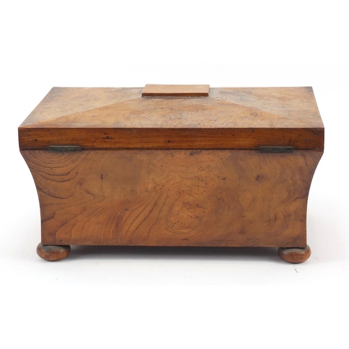 327 - Victorian bird's eye maple work box with lift out interior and base drawer, 20cm H x 38cm W x 24.5cm... 