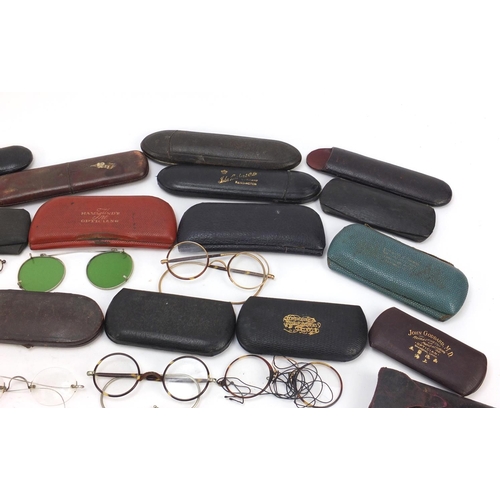 385 - Collection of Victorian and later spectacles including faux tortoiseshell framed examples