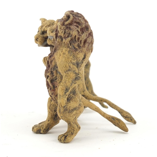 326 - Cold painted bronze lion family in the style of Franz Xaver Bergmann, 9cm wide