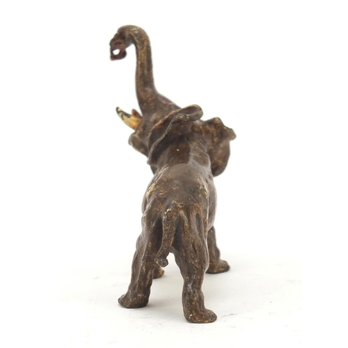 151 - Cold painted bronze of an elephant in the style of Franz Xaver Bergmann, 9.5cm in length