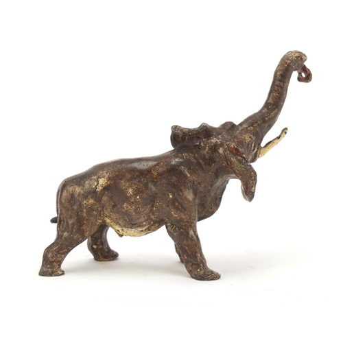 151 - Cold painted bronze of an elephant in the style of Franz Xaver Bergmann, 9.5cm in length