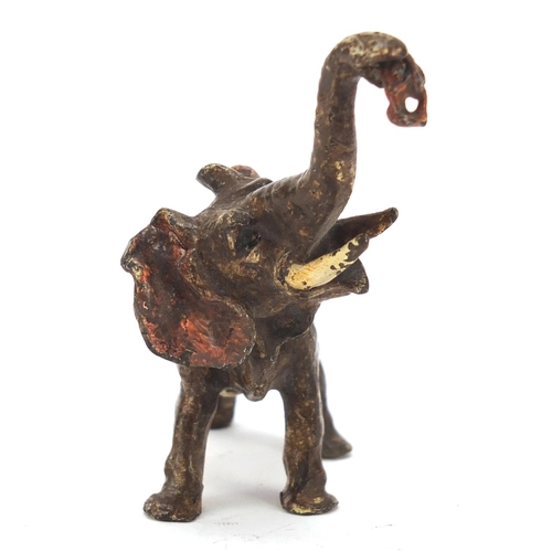 151 - Cold painted bronze of an elephant in the style of Franz Xaver Bergmann, 9.5cm in length