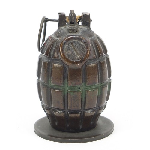 665 - Military interest grenade table lighter, 9.5cm high