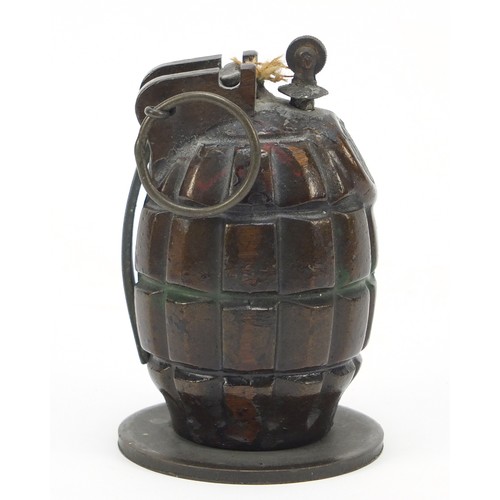 665 - Military interest grenade table lighter, 9.5cm high