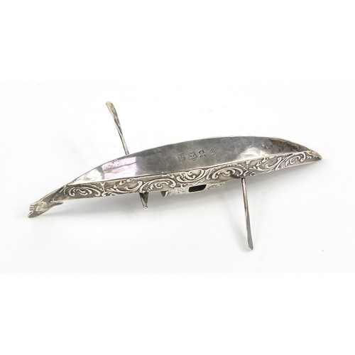 139A - Dutch silver model of a gondola embossed with Putti, London import marks 1902, 14.5cm in length, 52.... 