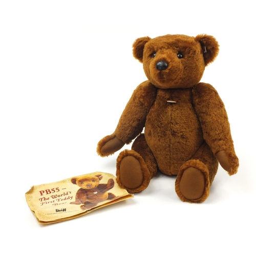 749 - Large Steiff limited edition PB55 teddy bear with articulated limbs and paperwork, 61cm high