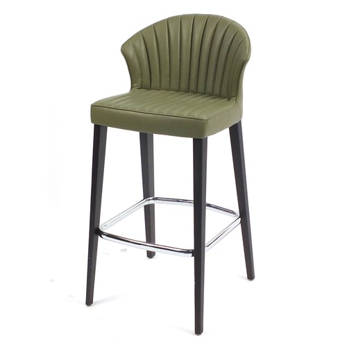 1393 - Martin Ballendat for Allermuir, Cardita CDR03 stool with Ashton moss green leather upholstery, 84cm ... 