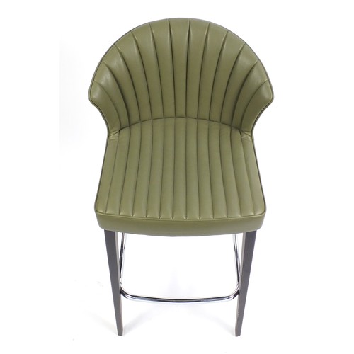 1393 - Martin Ballendat for Allermuir, Cardita CDR03 stool with Ashton moss green leather upholstery, 84cm ... 