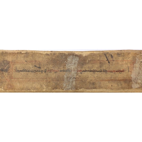 3775 - Antique Tibetan Buddhist prayer book, 42cm x 8.5cm