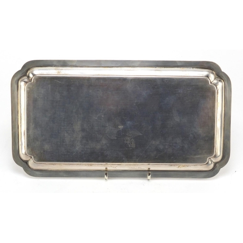 3083 - Persian silver tray with floral border, 30.5cm wide, 459.0g