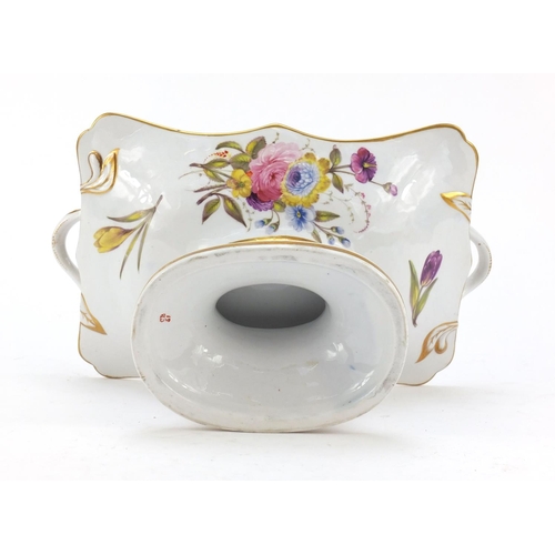 86 - Charles Bourne, early 19th century Staffordshire tazza with twin handles, finely hand painted and gi... 