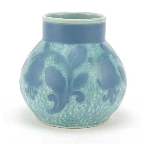 64 - Josef Ekberg for Gustavsberg, Swedish blue scraffito vase decorated with stylised flowers, dated 192... 