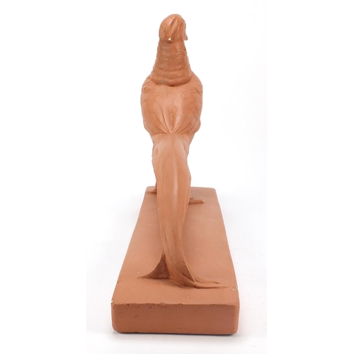 3792 - French Art Deco style plaster pheasant sculpture impressed SAP 2130 to the reverse, 55cm wide