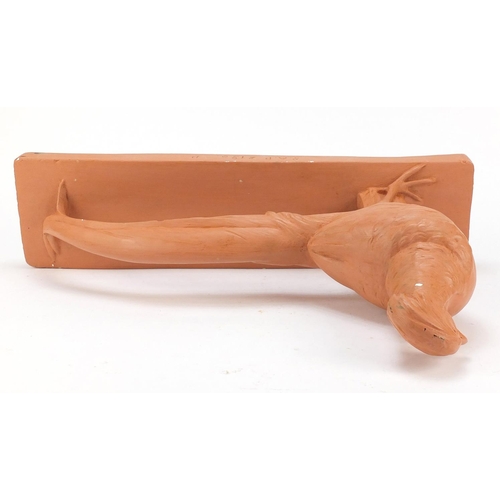 3792 - French Art Deco style plaster pheasant sculpture impressed SAP 2130 to the reverse, 55cm wide