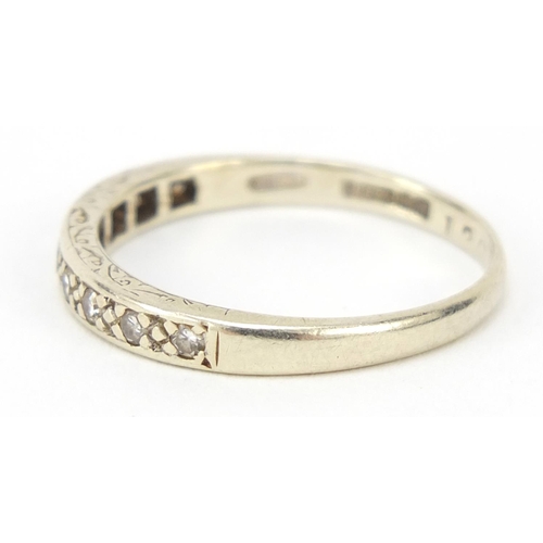 2352 - 9ct gold diamond half eternity ring, size O, 2.0g