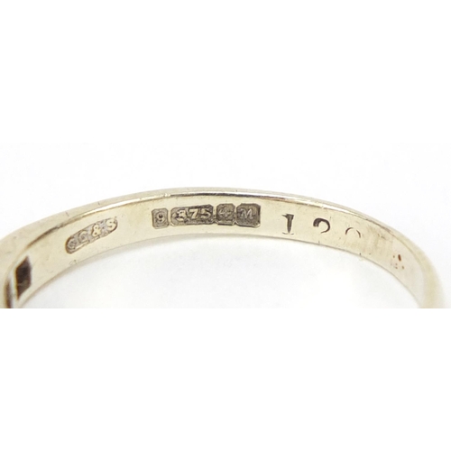 2352 - 9ct gold diamond half eternity ring, size O, 2.0g