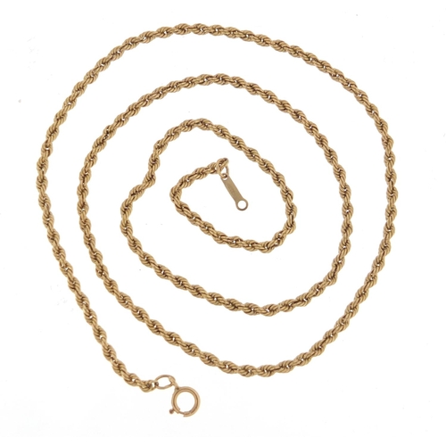 2396 - 9ct gold rope twist necklace, 44cm in length, 1.8g