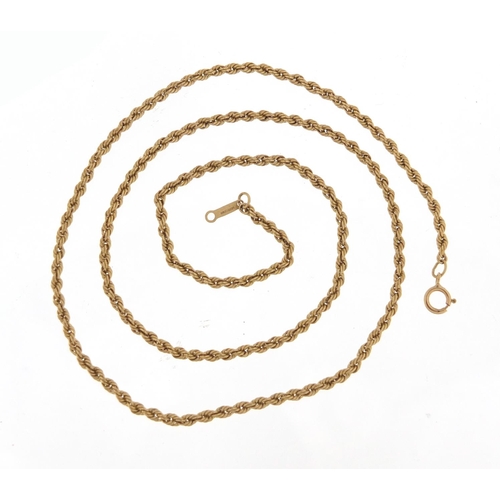 2396 - 9ct gold rope twist necklace, 44cm in length, 1.8g