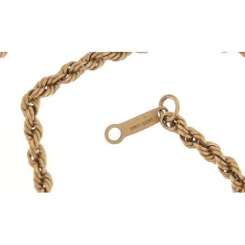 2396 - 9ct gold rope twist necklace, 44cm in length, 1.8g