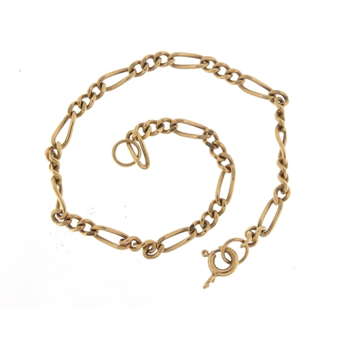 2307 - 9ct gold Figaro link bracelet, 18cm in length, 4.6g