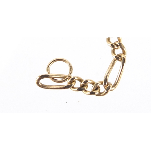 2307 - 9ct gold Figaro link bracelet, 18cm in length, 4.6g
