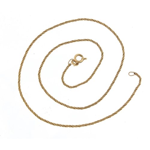 2328 - 9ct gold rope twist necklace, 40cm in length, 2.7g