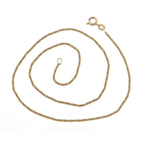 2328 - 9ct gold rope twist necklace, 40cm in length, 2.7g