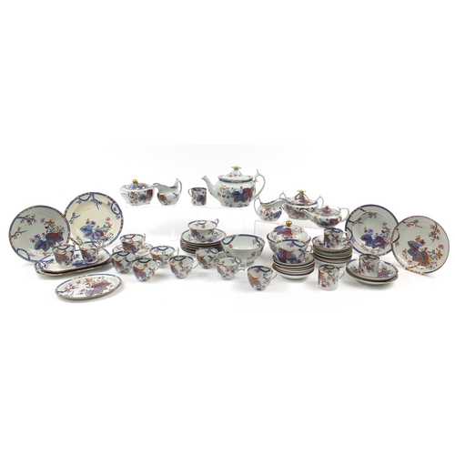 89 - 19th century Spode Tobacco Leaf dinner and teaware including two teapots, plates and cups with sauce... 